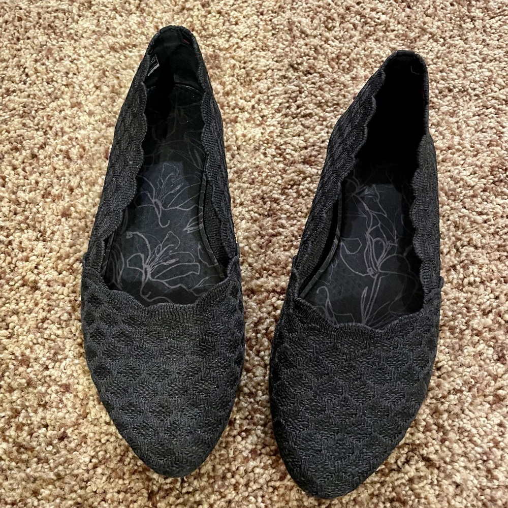Skechers Black Textured Stretchy & Washable! Women's Loafers